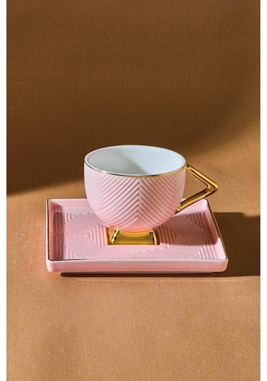 Karaca  Art Deco 2 Kişilik Kahve Fincan Takımı 80 ml Pembe