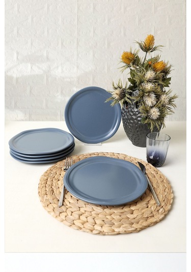 Keramika Mat Mavi Bloom Pasta Tabağı 24 Cm 6 Adet 399 Mavi