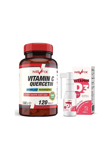 Nevfix Vitamin C Quercetin Bromelain 120 Tablet & Nevfix Vitamin