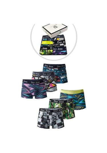 Josejuan 6'Lı Erkek Boxer Baskılı Koton Likralı 54502 - Xl