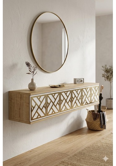 Da1238dbg Arex Dresuar , Antre Hol Rafı Safirmeşe-beyaz-gold 120cm