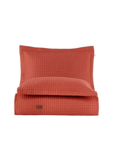 Elegante %100 Pamuk Saten Yatak Örtüsü Seti Mercan Bej