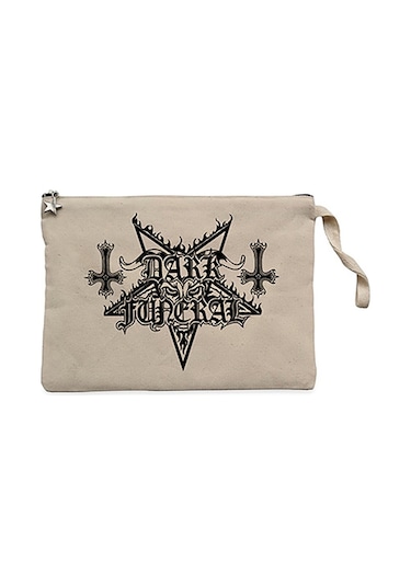 Dark Funeral Logo Krem Clutch Astarlı Cüzdan / El Çantası Krem