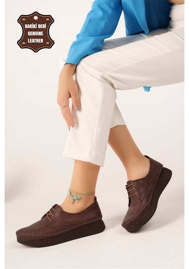 Elit Mn83c Kadın Hakiki Deri Espadril Kahverengi Kahverengi