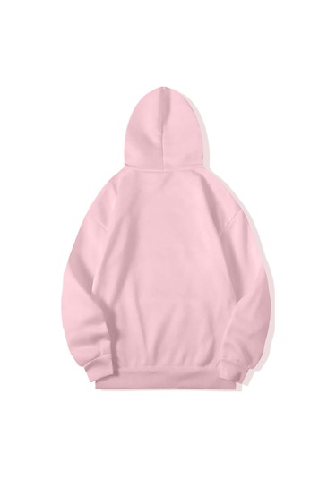 Brz Collection Açık Pembe Unisex Oversize Taş Baskılı Juicy Hoodie Açık Pembe Açık Pembe