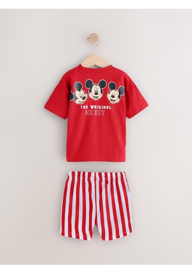 Erkek Çocuk Mickey Çizgili Şortlu Takım Kırmızı