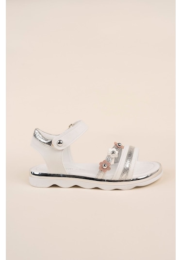GİMER - Termo Taban Papatya Model Beyaz Kız Çocuk Sandalet - ... Beyaz