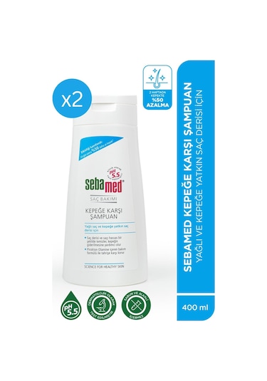 Sebamed Kepek Karşıtı Pirokton Olamin İçerikli Yağlanma Önceliyici Etkili Şampuan 400 ML - 2 li Set
