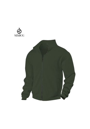 Erkekler İçin Açık Hava Spor Giyim Bol Versiyon Günlük İlkbahar Ve Sonbahar Kış Erkek Kalın Polar Ceket Yeşil