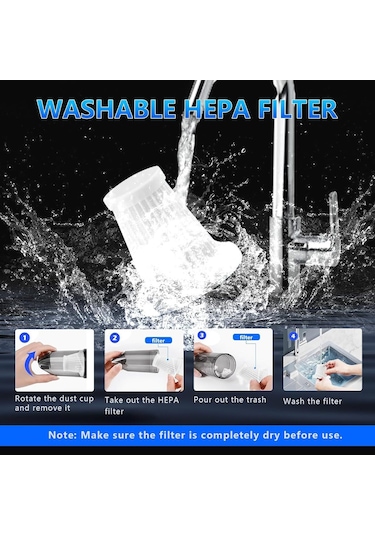 Turbo 16.000 Pa Emiş Gücü Uzun Şarj Süreli Araç Süpürgesi Ev Araba Şarjlı Süpürge