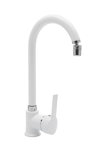 Beyaz T-max Pirinç 360° Oynar Başlıklı  Evye MutfakBataryası