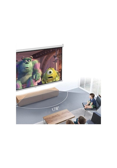 Peak 244 x 200 CM Storlu Arkası Siyah Projeksiyon Perdesi Beyaz Kasa