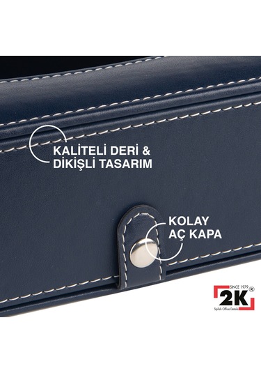 2k Suni Deri Peçetelik Mendil Kutusu 13 24 6 Cm. Lacivert Lacivert