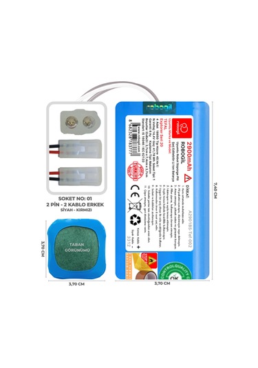 Tefal X-plorer Serie 20 2900mah Uyumlu Robot Süpürge Pili A2901bs-tef-002