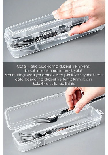 6'lı Çatal Bıçak Kaşık Takımı Saklama Kutusu Seti - Çeyizlik Organizer Düzenleyici Saklama Kabı Şeffaf