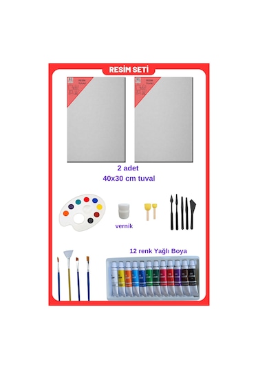 Yağlı Boya Resim Seti - Tuval Resim Başlangıç Seti, Tüval Ressam Seti