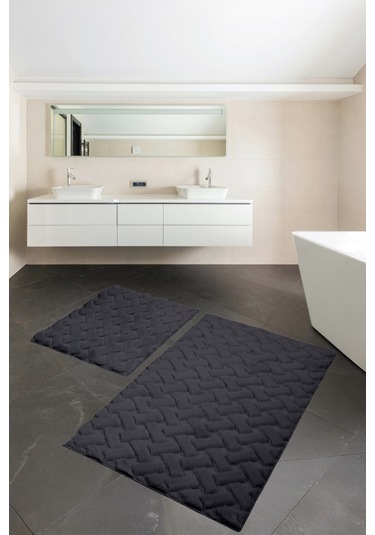 Desenli Tavşan Tüyü Yumuşak 2 Li Banyo Paspası Kaymaz Tabanlı Klozet Takımı Antrasit Antrasit Desenli Tavşan Tüyü Yumuşak 2 Li Banyo Paspası Kaymaz Tabanlı Klozet Takımı Antrasit Antrasit