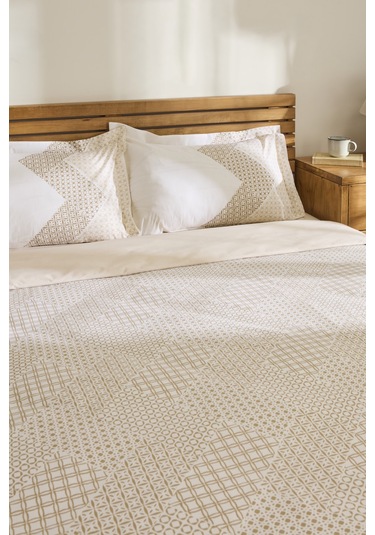 Kaşmir Home Flavo %100 Pamuk Çift Kişilik Nevresim Takımı Bej Bej