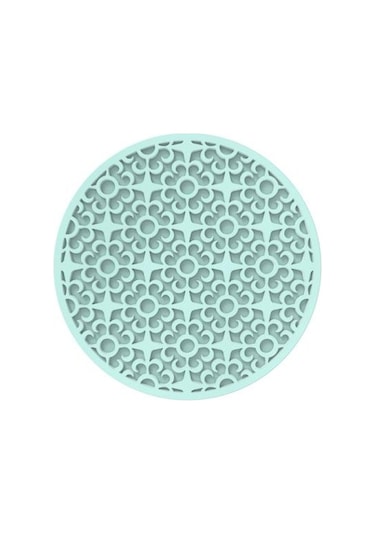Yeşil Desenli Silikon Bardak Altlığı Isı Yalıtımlı Yeniden Kullanılabilir Vintage Yuvarlak Soft Bardak Altlığı Yeşil