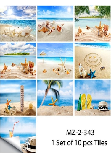 Plaj Manzarası Kabuk Fayans Etiket Mutfak Dolap Lavabo Duvar Çıkartmaları Ev Dekor Kendinde Su Geçirmez Duvar Sticker Dğ. 56761769 Diğer
