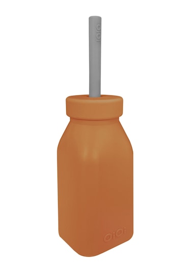 Oioi Silikon Şişe ve Pipet 6+ Ay 200 ML Woody Brown - Powder Grey Gri