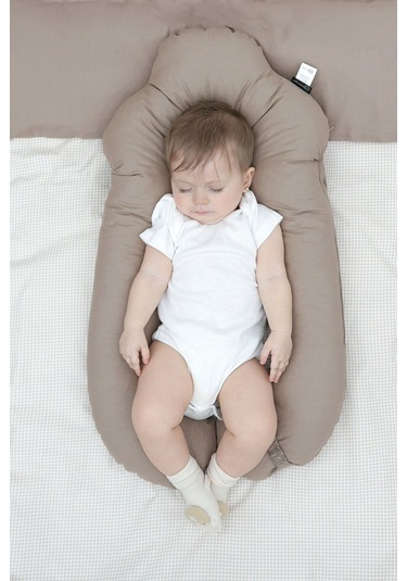 Mordesign Moresleep 2'si 1 Arada Bebek Sarılma Ve Şekillendirme Yastığı, Düz Kafa Yastığı,pamuklu,uyku Yastığı Kapiçino Zg10194-5