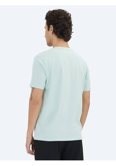 Açık Yeşil Düz Bisiklet Yaka %100 Pamuk T-shirt Açık Yeşil