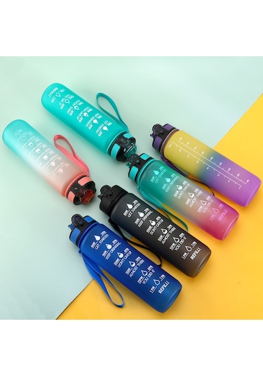 Su Şişesi Spor İçme Bardağı Plastik Su Bardağı 1000ml - Doğrudan Satış Mavi Ve Pembe Çok Renkli