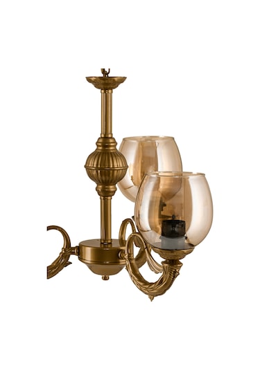 Dede Üç Kollu Riga Zamak Avize Eskitme Bal Camlı