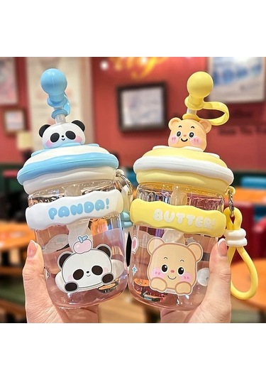 Wangxi Su Bardağı Gri 550 Ml Shake Bardağı Ilkbahar Yaz 2025 Yeni Sevimli Pipetli Buyuk Kapasiteli Isiya Dayanikli Karistirma Kupasi Gri 550 Ml Shake Bardağı