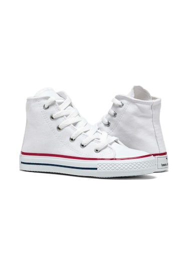 Rahat Kalıp Bağcıklı Uzun Çocuk Unisex Beyaz Spor Ayakkabı Tbh1426 Beyaz