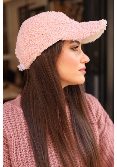 Kadın Kıvırcık Peluş Kep Şapka Rkş-07 Pudra Pudra