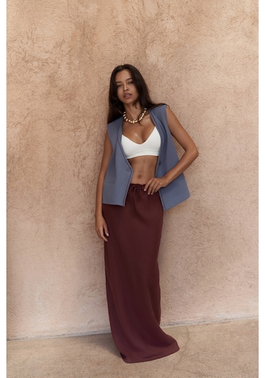 Mai Collection Mai Studios Co. Maysa Nakış Detay İndigo Yelek İndigo