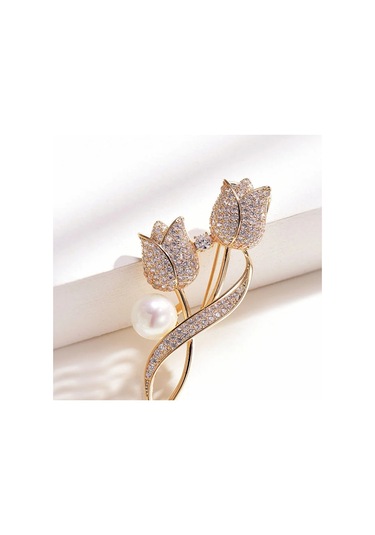 Gelişmiş Lüks 2023 Yeni Lale Çiçek Broşu Zarif Tasarım Gül Beyaz M4-5-1670 M4-5-1670 Çok Renkli