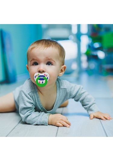 Wee Baby Desenli Damaklı Emzik No:1 Yeşil 0-6 Ay