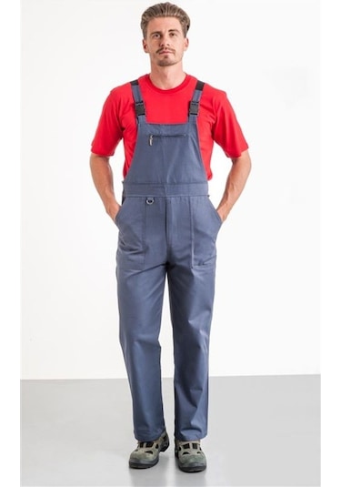 Bahçivan İş Tulumu Reflektörlü %100 Pamuk Gri