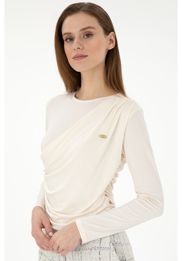 U.S. Polo Assn. Kadın Krem Bisiklet Yaka Sweatshırt 50291561-VR071