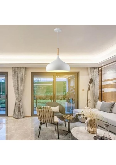 Novahub Beyaz Metal Abajur, Endüstriyel Sarkıt Işık Gölgesi, Ampul Koruması, Asma Tavan Beyaz Beyaz