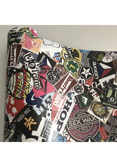 50x300 Cm Kendinden Yapışkanlı Araba Sticker Bomba Wrap Folyo Jdm Kafatası Graffiti Karikatür No 2 50cm X 200cm 1 Piece Set