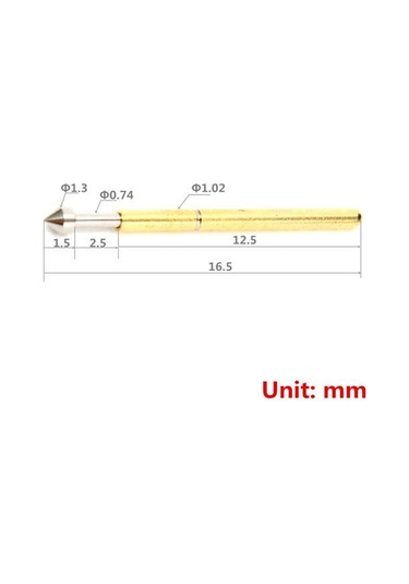 Pogo Pin P75-e2 100 Adet Set Altın Kaplama Yaylı Test Probu Pim 1.3mm Konik Kafa Programlayıcı