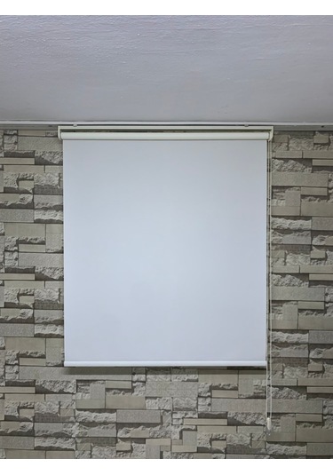 Stor Perde Ekru Renk - Güneşlik Perde - Ev, Ofis - (Etek Düz)