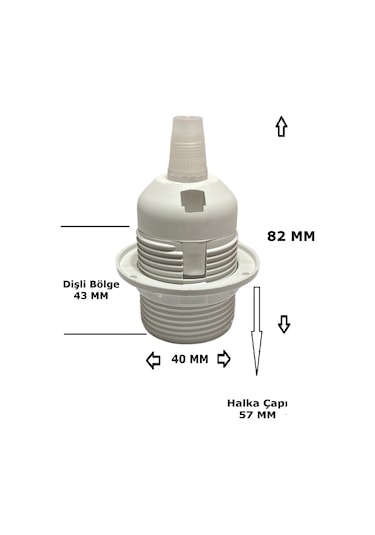 İtalyan Tip E27 Tam Dişli Duy Vidasız Geçmeli Bakalit Beyaz 250v-4a 5 Adet