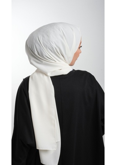 Ekru Düz Klasik Şal Medine Ipeği Sade 202103_27 Ekru