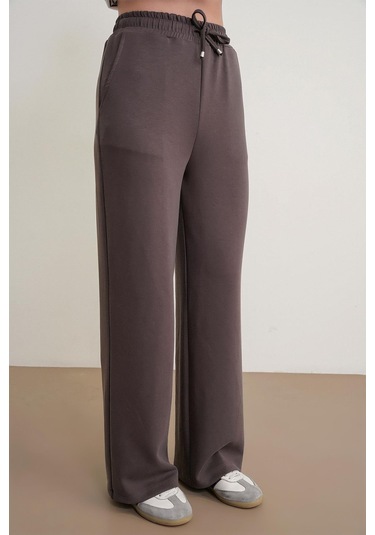4785 Kadın Premium Modal Palazzo Dökümlü Bol Paça Pantolon Kahve Kahve