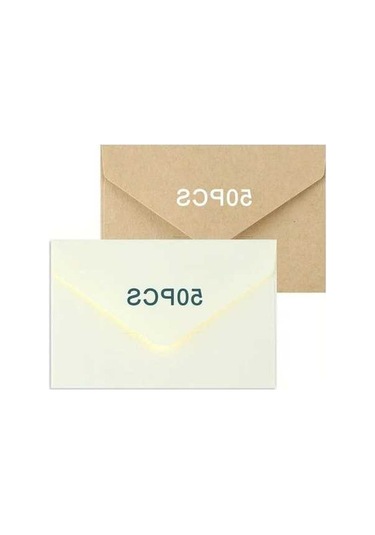 Trendooze 100 Adet Mini Pencereli Davetiye Zarfı - Beyaz Kraft Kağıdı Kendinden Yapışkanlı Düğün Takvimi