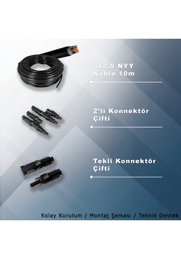 3hp-2.2kw Monofaz 230v Pompa İçin Solar Sulama Paketi