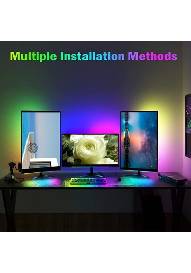 Shineyee Rgb Işıklı Klavye Ambiyans Lambası, Ses Tespiti Ve Interaktif Fonksiyon, İki Renkli Isı + Rgb Renkleri, Kumanda İle Kontrol Edilebilir, 2'li Paket Siyah