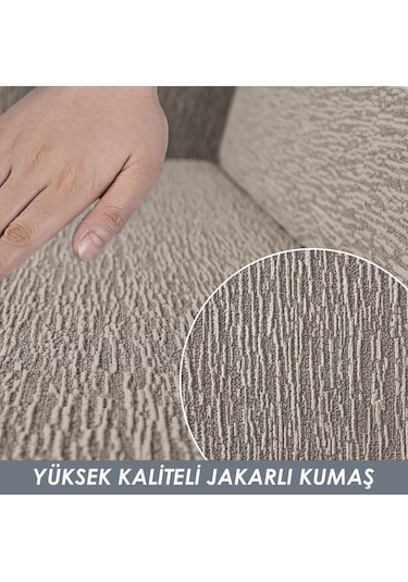 Jakarlı 3 3 1 1 Lastikli Kanepe Örtüsü Lastikli Koltuk Örtüsü Koltuk Kılıfı Takımı Kahve