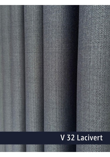 Donatti Lacivert Düz Keten Fon Perde 1/3 Pile Tek Kanat Lacivert