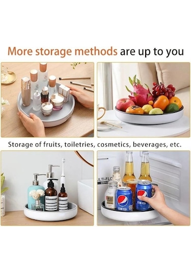 Siyah Çok Fonksiyonlu 360 Dönen Baharat Depolama Raf Raf Kaymaz Su Geçirmez Mutfak Düzenleyici Aksesuarları 25cm Siyah